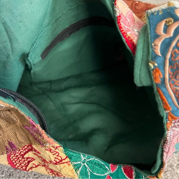 Hand stitched beaded bohemian style crossbody shoulder bag - Picture 5 of 7